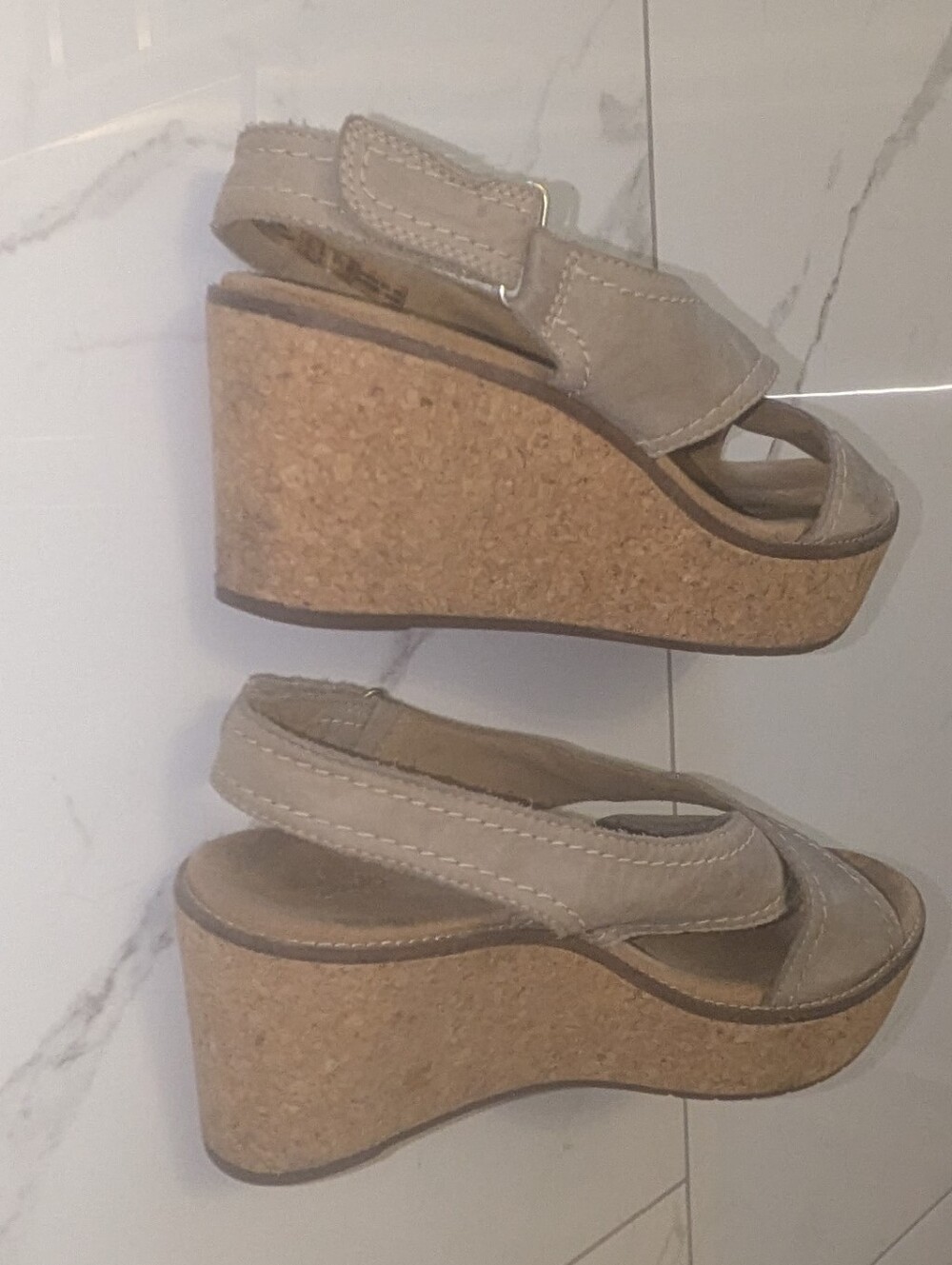 Clarks Annadel Eirwyn Wedge Cork Platform Sandals in Taupe, Us 10.5 M